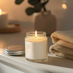 Candle Mockup, high-end and customizable with realistic high-resolution rendering, ideal for branding, packaging design, and stylish presentations, AI Generative
