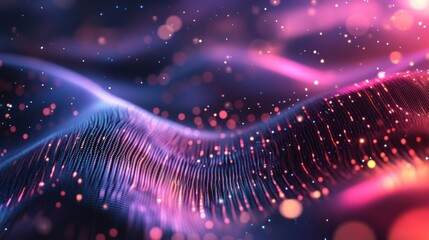 Abstract Background with Pink, Blue, and Purple Glowing Lights and Bokeh