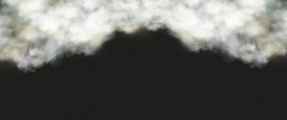 White smoke or fog flow on floor. Large mist in dark room on black background. Smoke on stage studio