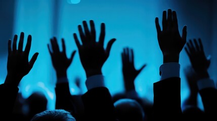 Raised Hands in Crowd During Event Celebration