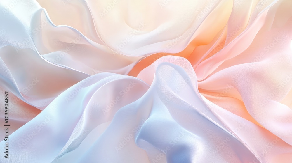 Poster a soft, flowing fabric in pastel colors, creating a serene and calming visual effect.