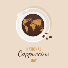 Square banner of National Cappuccino Day. Vector poster Cappuccino day November 8th.