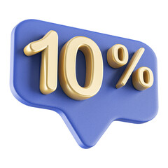 10 Percent Discount Blue Number 3D Badge 