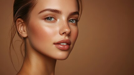 Naklejka premium Natural Beauty Portrait with Glowing Skin