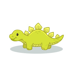 Cute cartoon dinosaur isolated on white. Dino character in flat style for children. Funny green dino for cards, magazins, banners. Vector illustration
