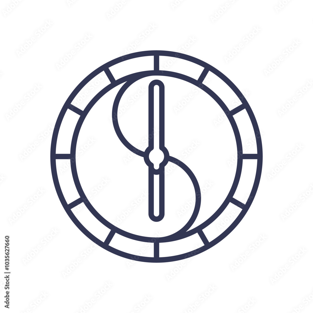 Poster yin-yang symbol within a clock, representing balance and harmony over time.