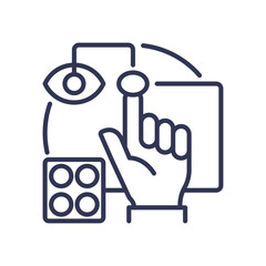 Hand, eye, and digital interface symbolize innovation and interaction in ModernVisionSolutions.