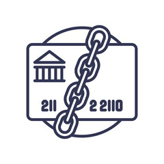 Credit card chained, symbolizing credit default and financial restriction.