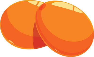 Cartoon icon of two round orange vitamin pills lying on top of each other