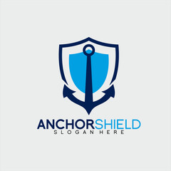 Shield logo design with anchor. Can be used for cyber security application identity.