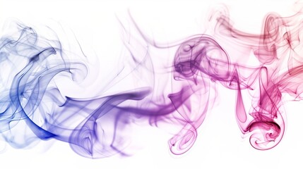 Dense multicolored smoke of red, purple and pink colors on a black isolated background. Background of smoke