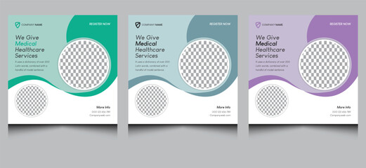 Simple elegant creative unique modern corporate professional company business medical healthcare services doctor clinic promotion web ads marketing social media banner post template design.