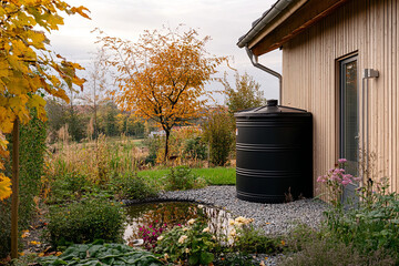 Obraz premium Home with a rainwater harvesting system installed