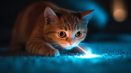 Singapura Cat Playing with a Laser Pointer