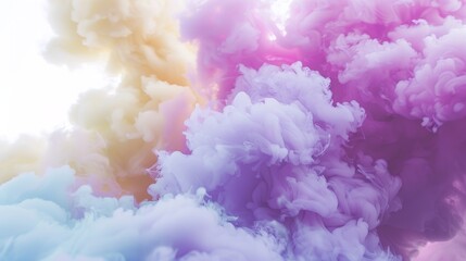 Fototapeta premium Dense multicolored smoke of red, purple and pink colors on a black isolated background. Background of smoke