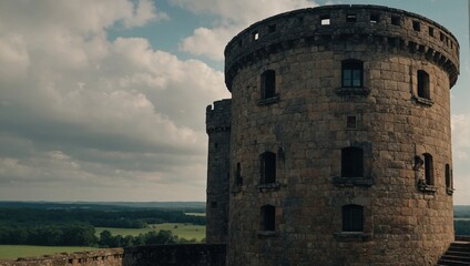 A picturesque archer tower nestled in a serene meadow invites tranquility