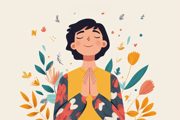 November is National Gratitude Month. Holiday illustration.