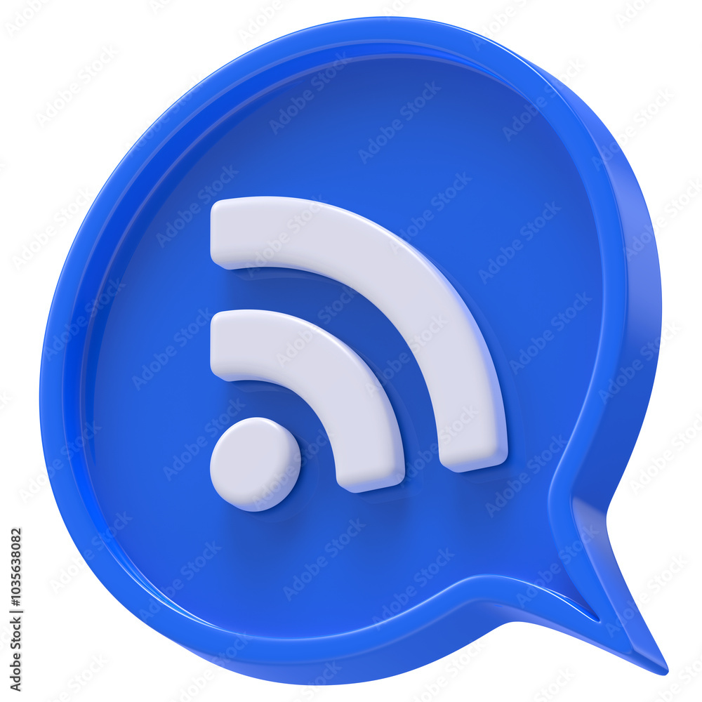 Poster 3d shape Rss or feed icon circle and chat icon isolated transparent background 3D rendering