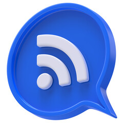 3d shape Rss or feed icon circle and chat icon isolated transparent background 3D rendering