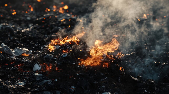 fire burned in the area of garbage and waste