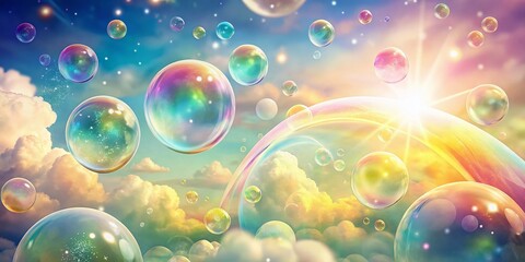 Fototapeta premium Vintage Abstract Rainbow Background with Colorful Soap Bubbles for Kids' Decor