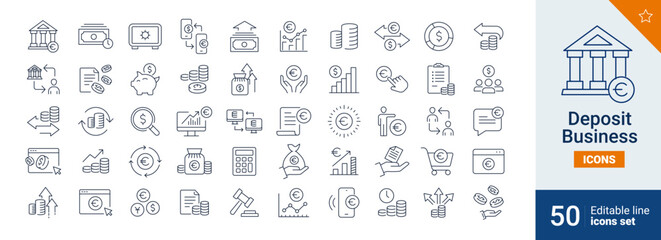 Deposit icons Pixel perfect. money, finance, transfert, ...	
