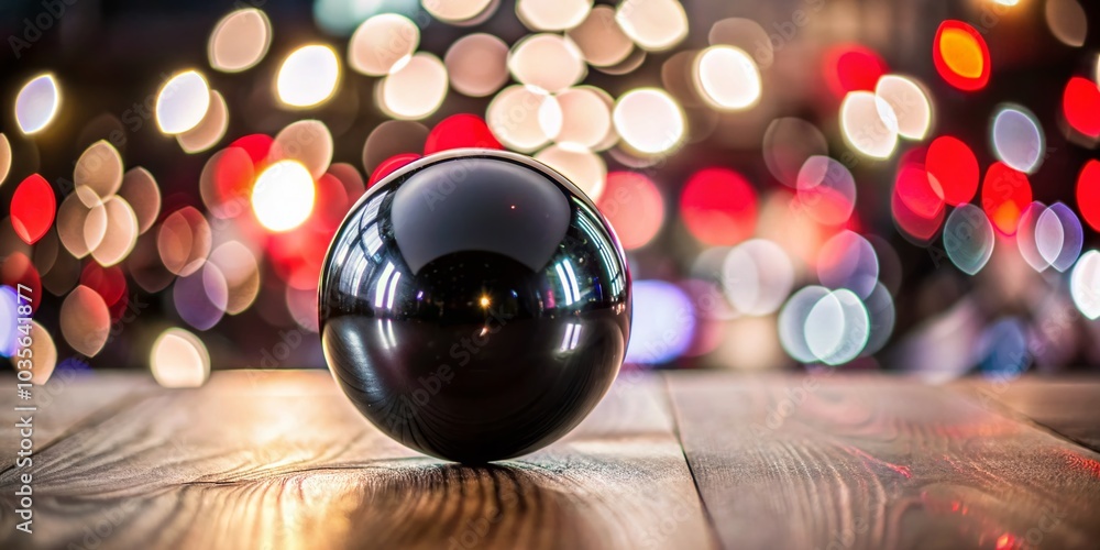 Aufkleber black smooth sphere with highlights in bokeh effect - 3d render for modern design projects