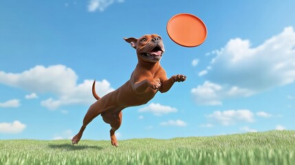 Staffordshire Bull Terrier Jumping in the Air