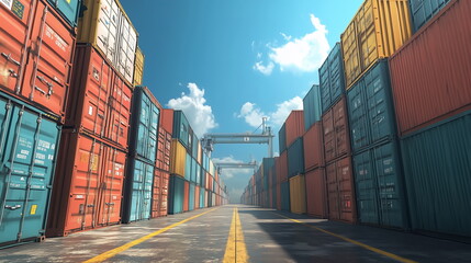 Fototapeta premium container cargo freight ship in the port