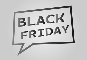 Cartel de bocadillo de trazo negro con texto de black friday en degradado