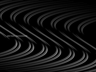 Abstract futuristic dark black background with waving design. Realistic 3d wallpaper with luxurious flowing lines. Elegant background for posters, websites, brochures, cards, banners, apps etc.