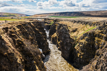 Kolugljufur Canyon and Kolufoss naure sceneries, Iceland 