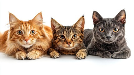 cheerful dog and cat posing together against a pure white background capturing their adorable personalities and playful expressions creating a heartwarming and friendly visual moment