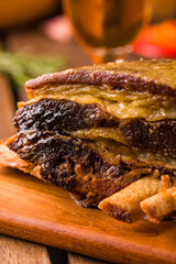 Juicy Barbecued Beef Ribs on a Wooden Cutting Board