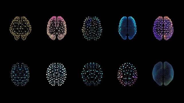 Brain Network Visualization Showcasing Colorful Patterns in Grid Layout Art