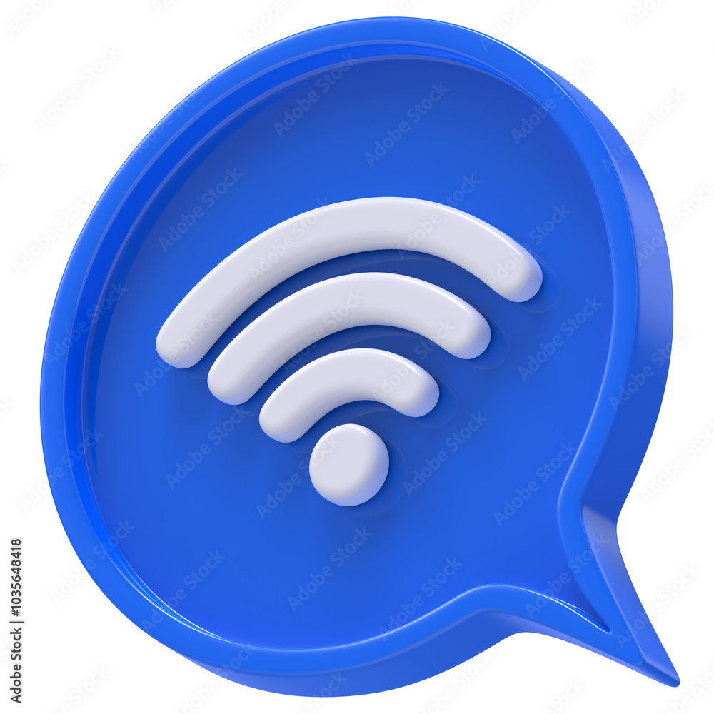 Poster 3d shape wireless icon circle and chat icon isolated transparent background 3d rendering