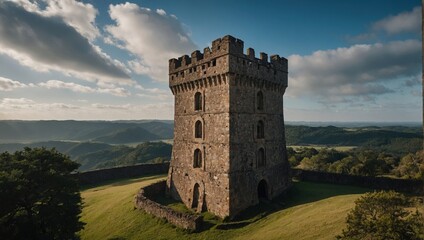 A tranquil archer tower beside a babbling brook invites contemplation