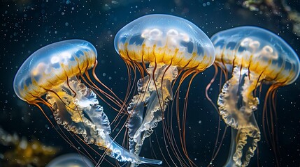 Mesmerizing Jellyfish Pulsating in the Sea's Glow