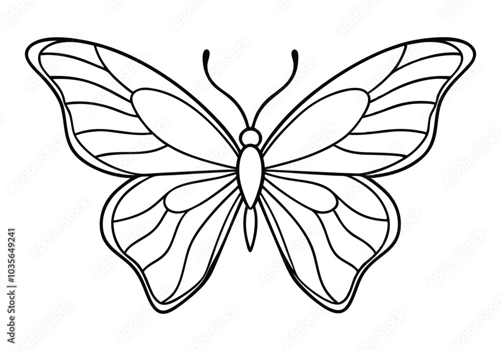 Poster continuous line art of a butterfly wing pattern – elegant minimalist vector