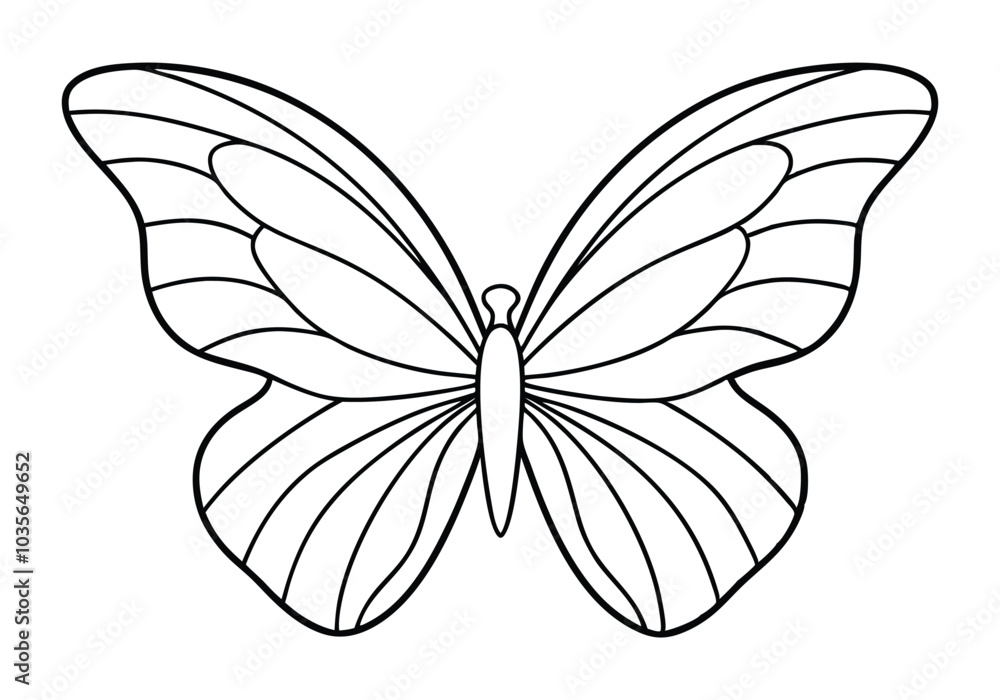 Poster continuous line art of a butterfly wing pattern – elegant minimalist vector