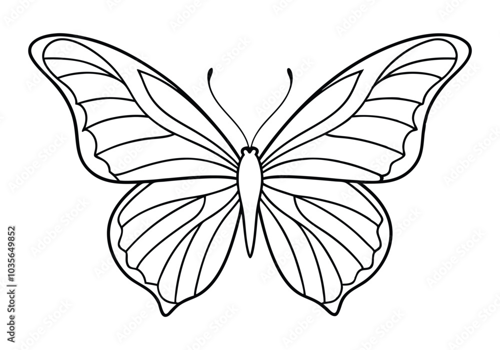 Poster continuous line art of a butterfly wing pattern – elegant minimalist vector