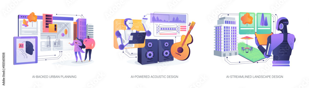Poster ai technology in architecture and design abstract concept vector illustrations.