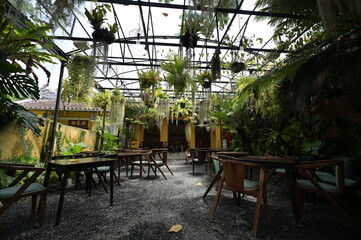 An abandoned, tropical styled cafe in Hoi An Vietnam.