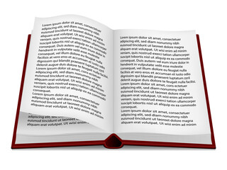 Open book in red hardcover