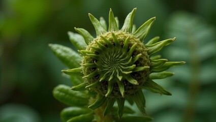 Elegant fern frond unfurling with intricate pattern
