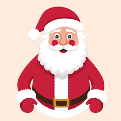 A Cartoon Illustration of Santa Claus in a Red Suit with a White Beard and a Cheerful Expression