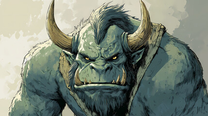 An illustration of a giant ogre with horns. Giant Ogre. Illustration