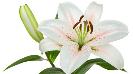 Fototapeta premium Rainbow Lily Close-Up: Zoomed in on a lily’s intricate details—the delicate veins, pollen-dusted stamens, and dew-kissed petals. Each hue tells a story. 