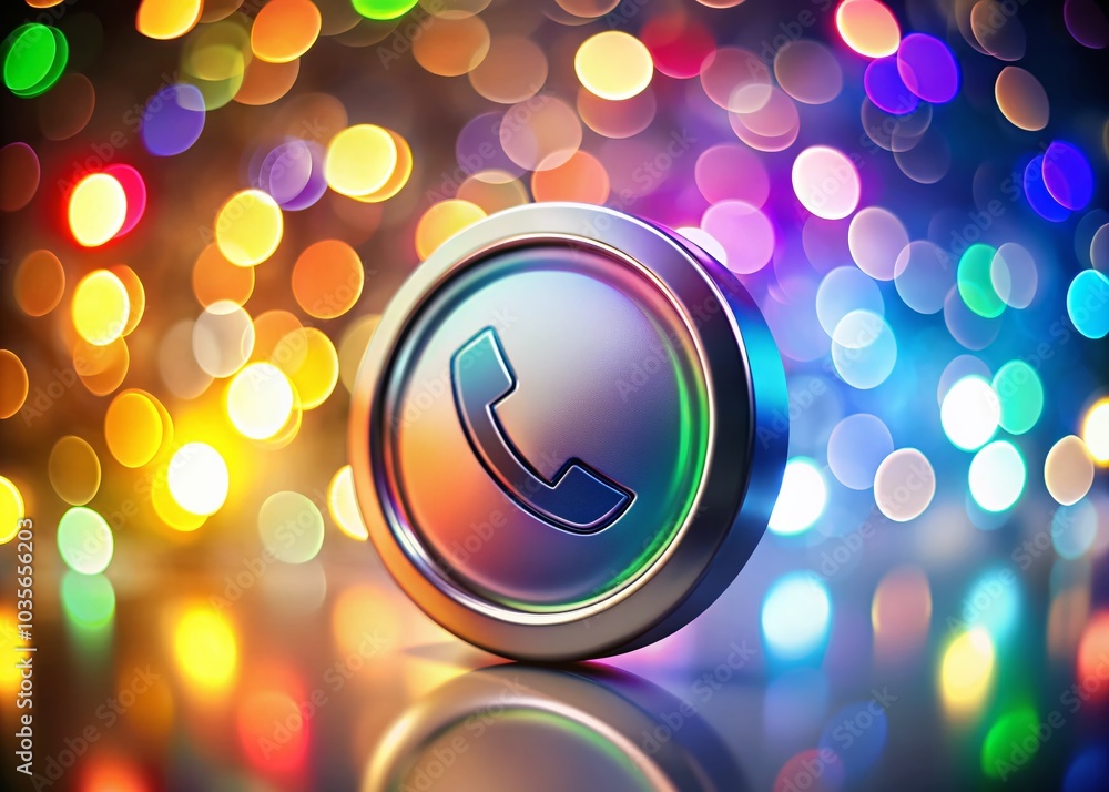 Poster cellular contact button sign with bokeh effect for modern communication visuals