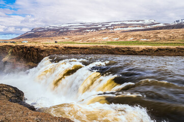 Kolugljufur Canyon and Kolufoss naure sceneries, Iceland 